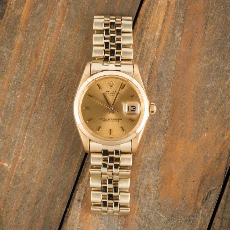 Rolex Oyster Perpetual Diamond Watch, Date 1500 34mm, Mother of Pearl Dial with 1.20 ct Diamonds