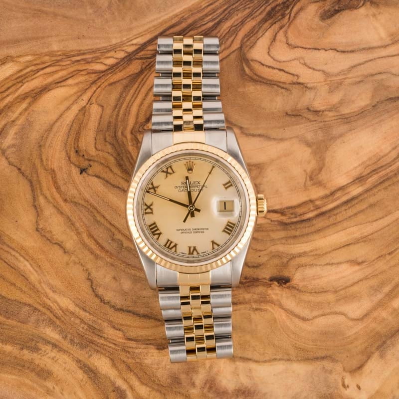 Rolex Datejust 36 Black Dial 18K Yellow Gold & Steel Watch 16233 - 16233-BLKSJ