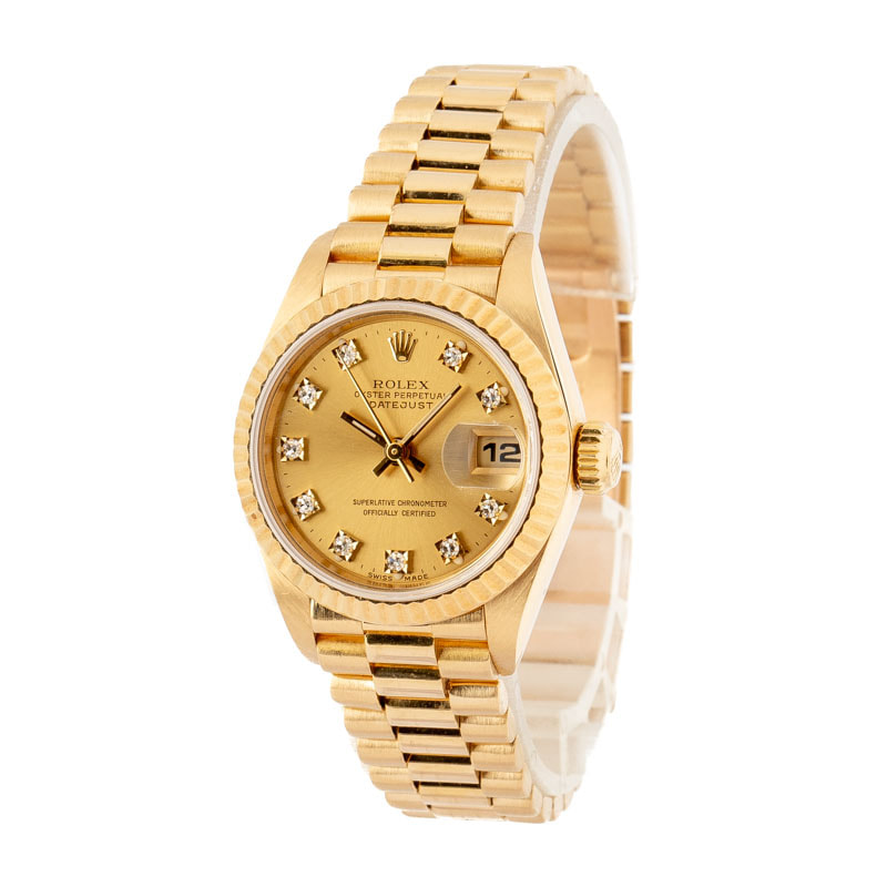 Ladies Rolex Datejust President 69178 Diamonds