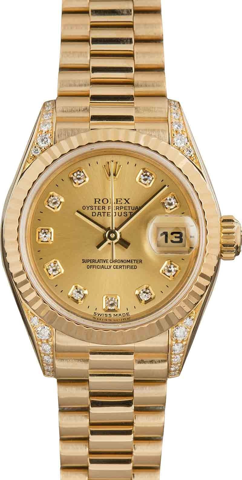 Rolex datejust gold clearance president