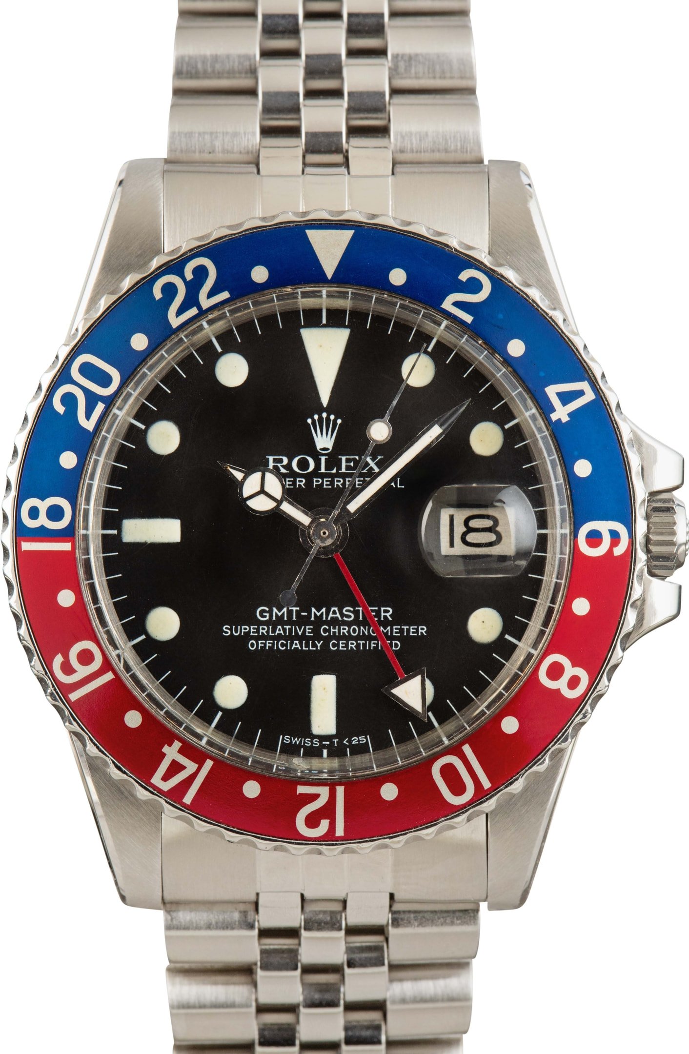 Mens Vintage Rolex GMT-Master 1675 Stainless Steel Pepsi