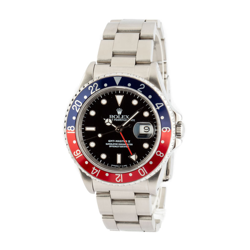 Pre-owned Rolex GMT-Master II ref 16710 Stainless Steel Pepsi