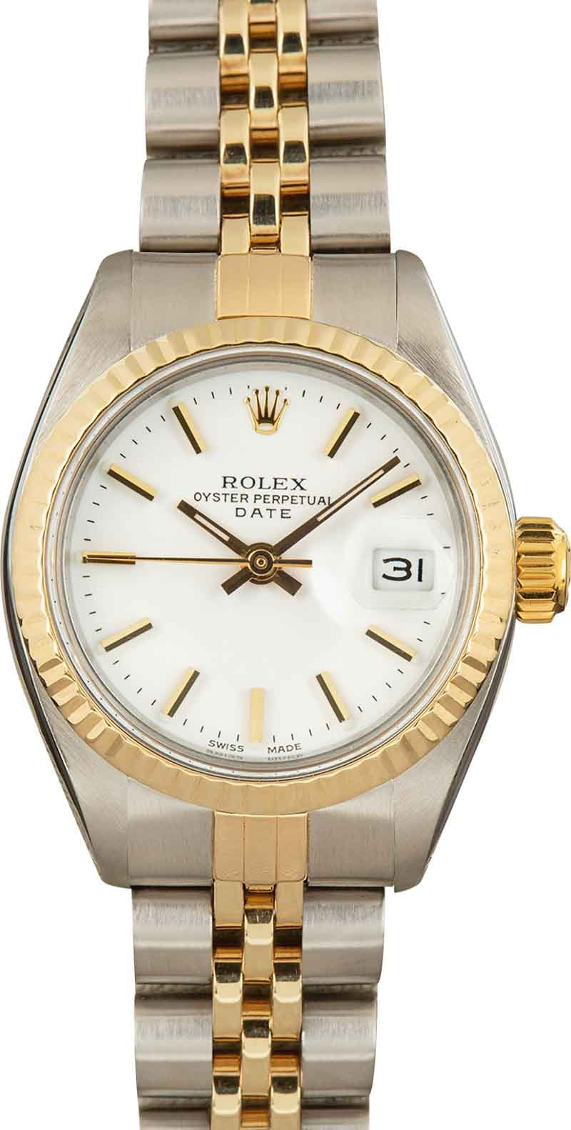 GENUINE ROLEX 18K GOLD & DIAMONDS OYSTER PERPETUAL DATEJUST LADIES WATCH  6917 — Pushkin Antiques