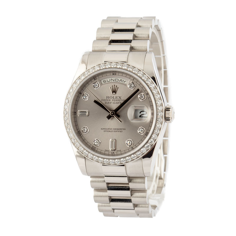 Rolex Platinum President 118346 Diamond Dial & Bezel