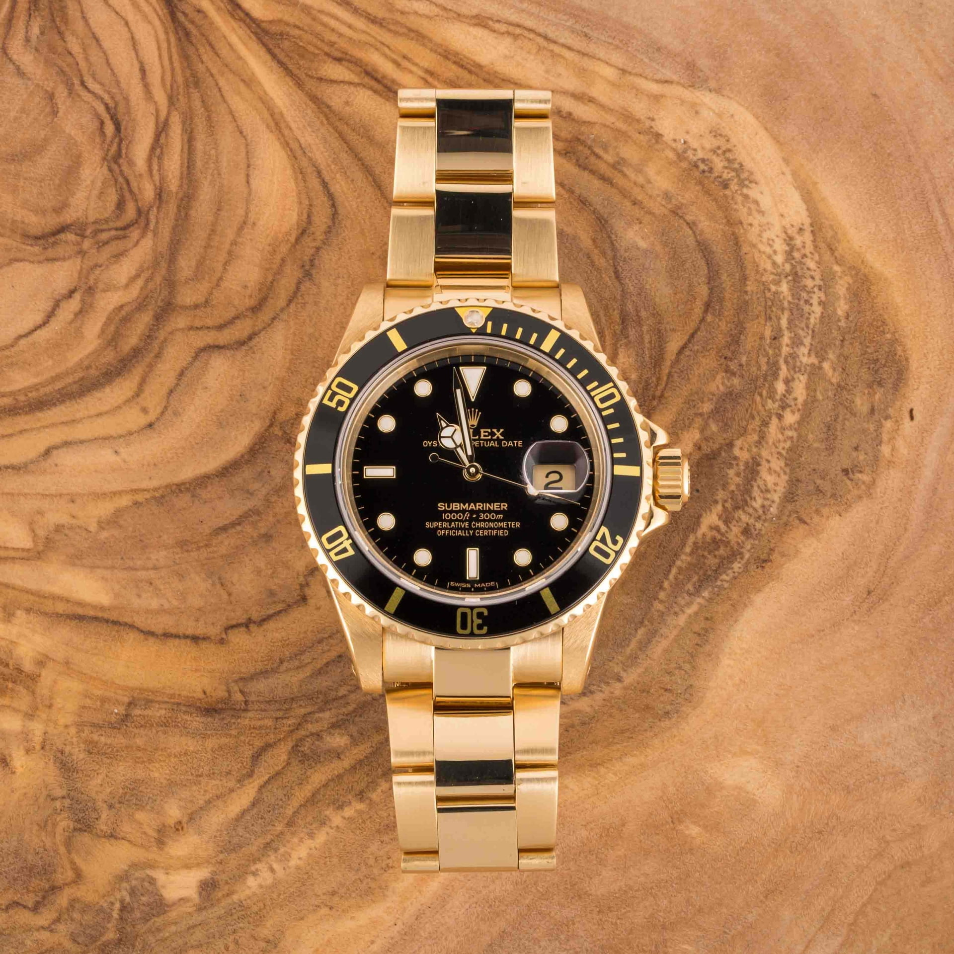 Rolex Oyster Perpetual Date Submariner 18ct Yellow Gold Ref 16808