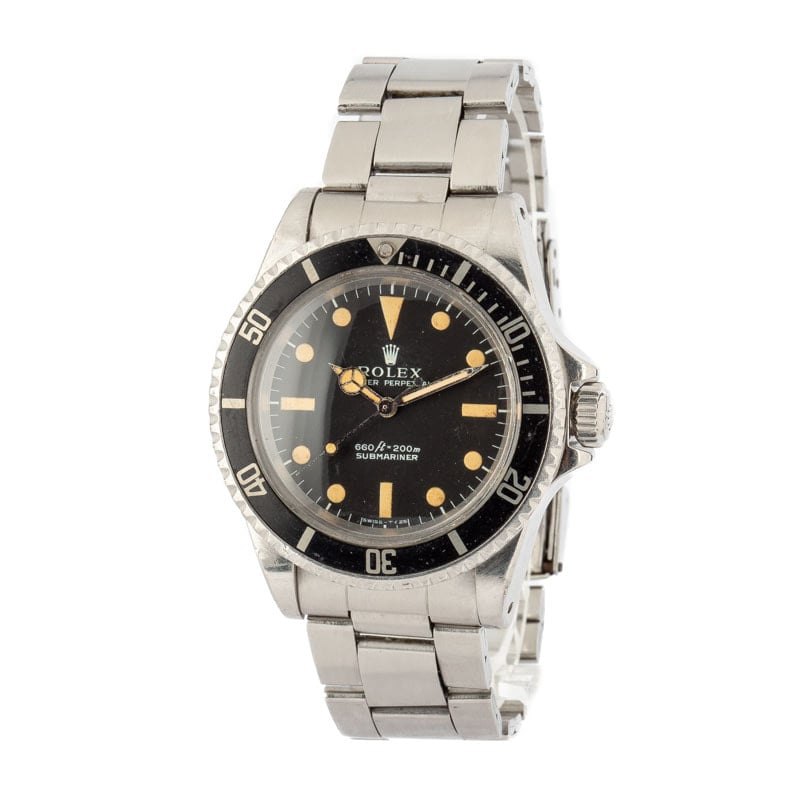 Mens Vintage Rolex Submariner 5513 Stainless Steel