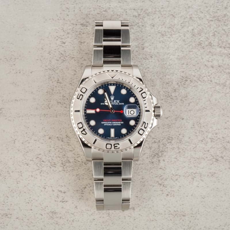 2017 Random Serial Rolex Yacht-Master 116622 Steel Platinum Blue 40mm Watch Box