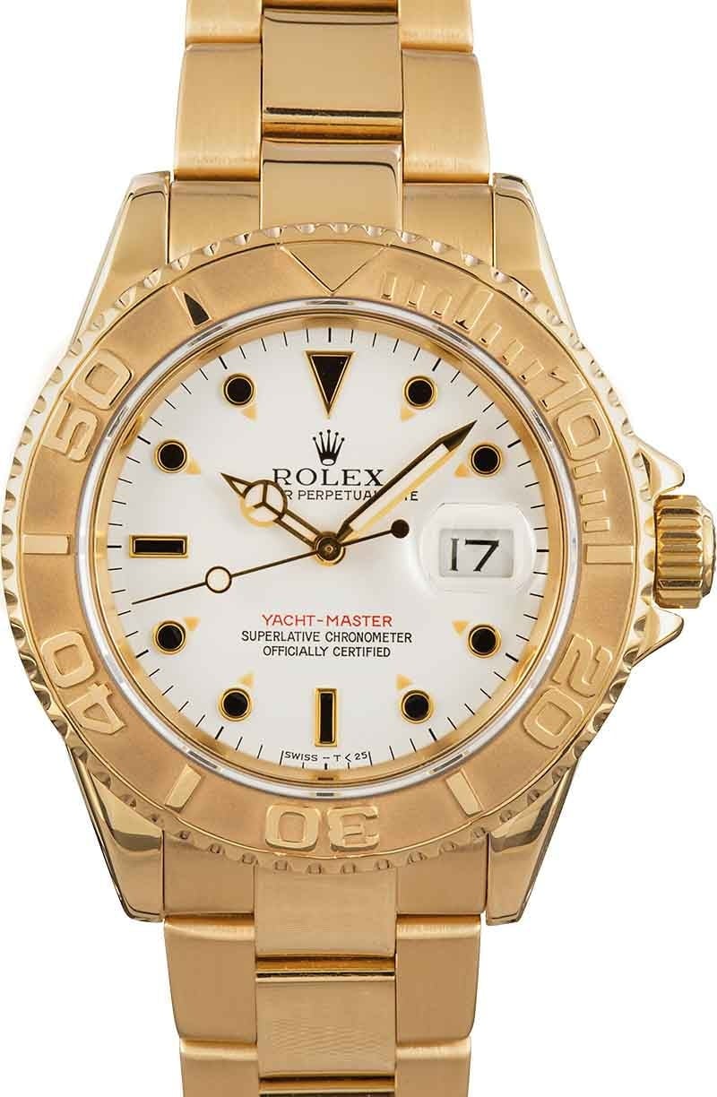 Rolex 40MM Mens Yacht-Master Solid 18K Yellow Gold Watch Ref # 16628 A –
