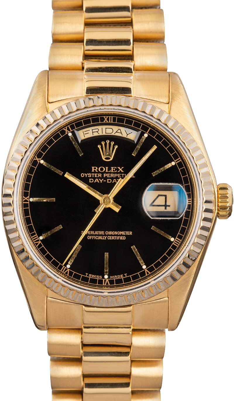 gold rolex presidential black face