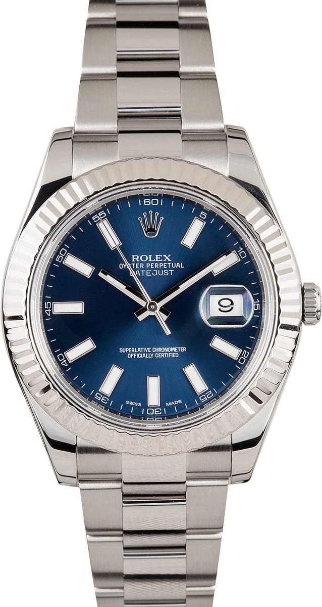 Rolex DateJust Blue Dial White Gold 116334 - Low Prices