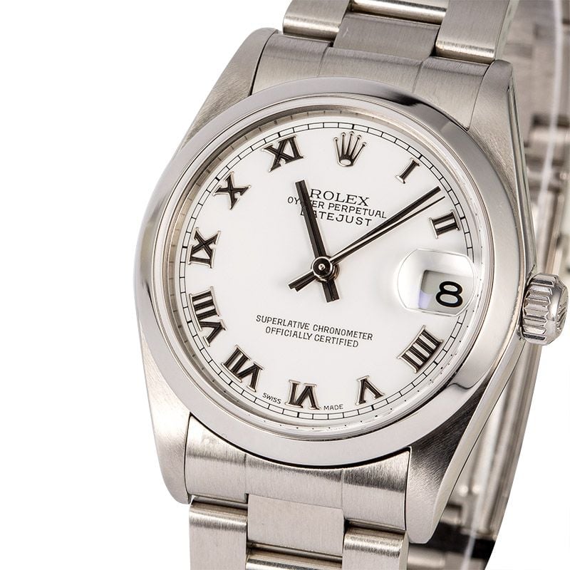 Mid-Size Rolex Datejust 78240 White Roman