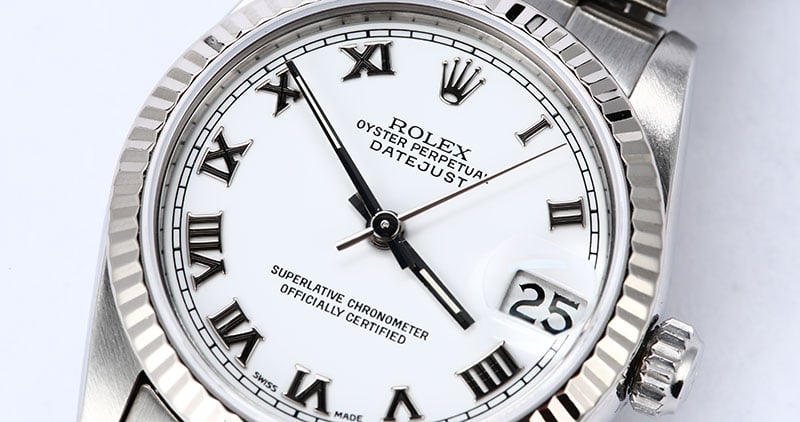 Mid-size Rolex Datejust 68274 White Roman Oyster