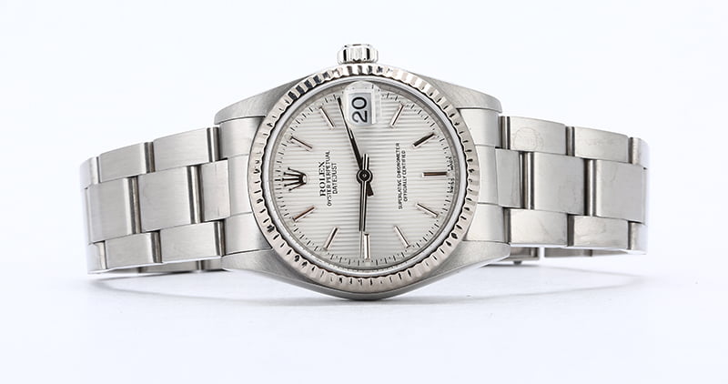 Mid-Size Rolex Datejust 78274 Silver Tapestry Dial