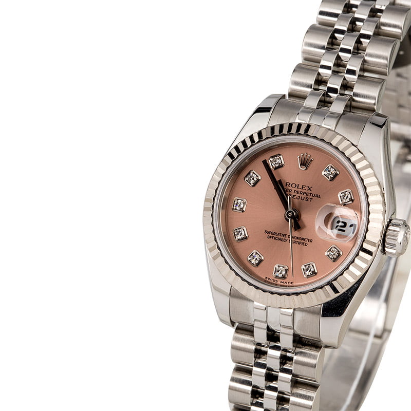 Rolex Ladies Datejust 179174 Salmon Diamond Dial