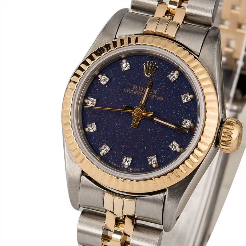 PreOwned Rolex Oyster Perpetual 67193 Blue Diamond Dial