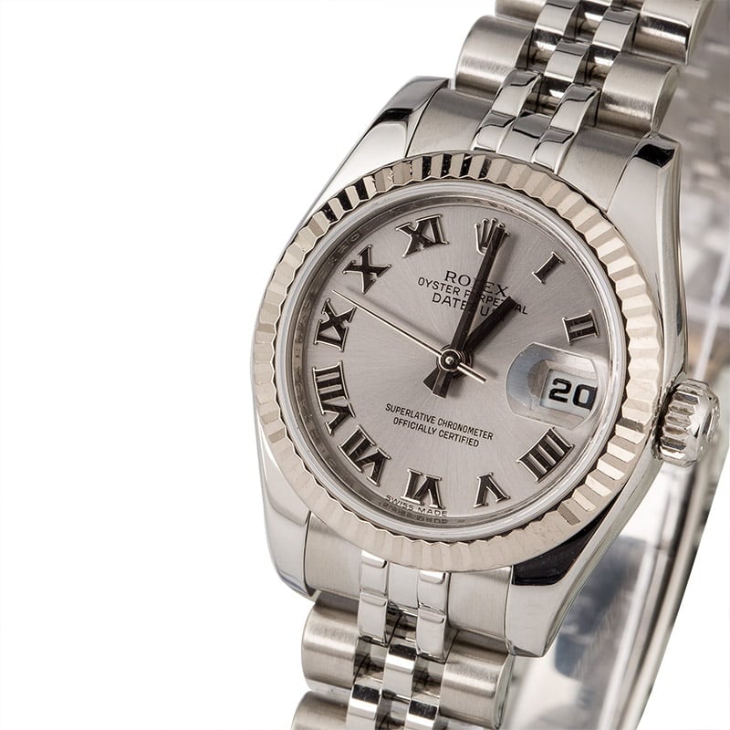 Used Rolex Lady Datejust 179174 Rhodium Roman