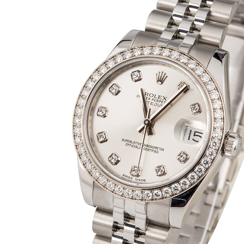 Mid-Size Rolex Datejust 178384 Diamond Dial & Bezel