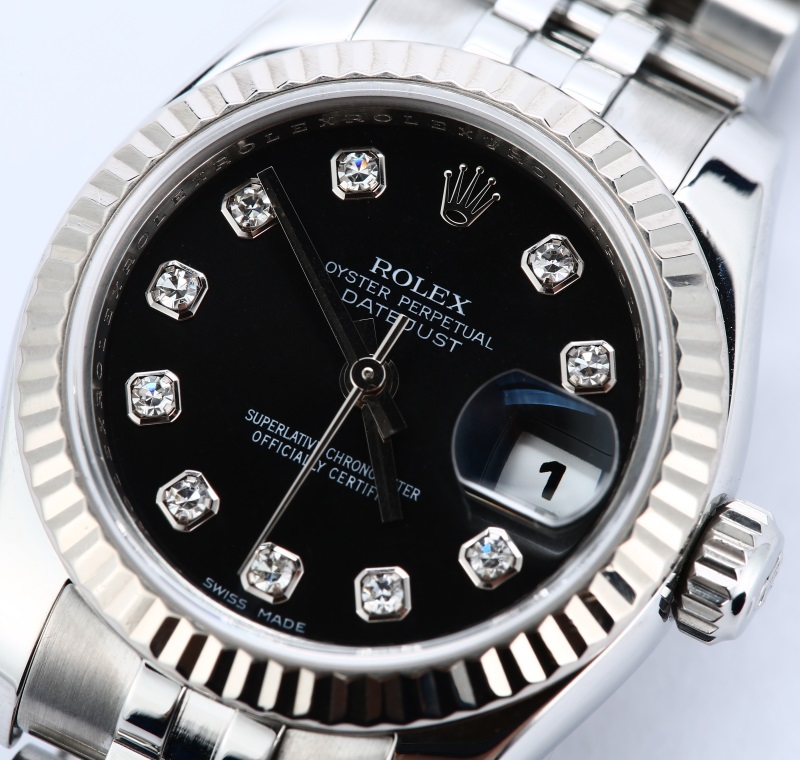 Rolex Lady Datejust 179174 Black Diamond Dial 100% Authentic