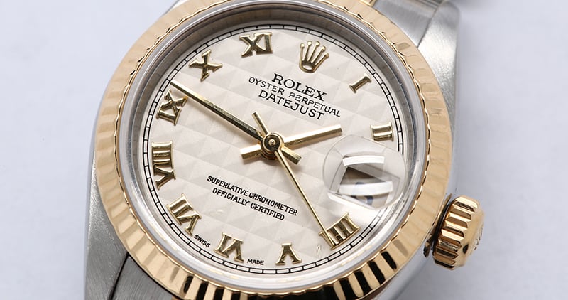 Women's Rolex Datejust 79173 Ivory Pyramid Roman Dial