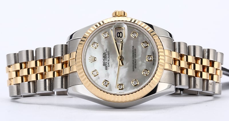 Mid-Size Rolex Datejust 178273 MOP Diamond Dial