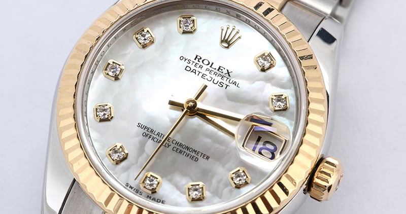 Mid-Size Rolex Datejust 178273 MOP Diamond Dial