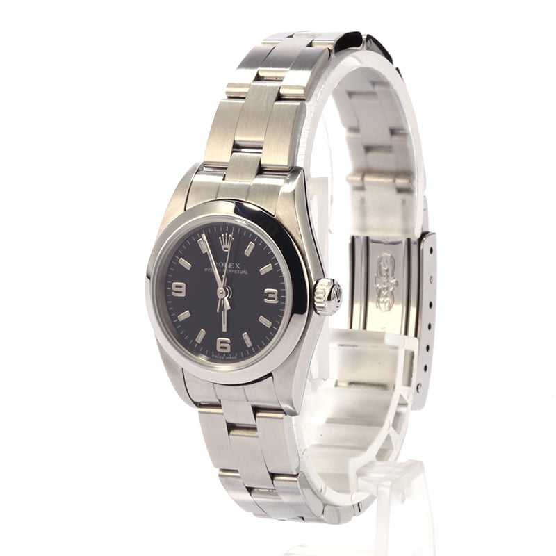 PreOwned Rolex Ladies Oyster Perpetual 76080 Black Dial