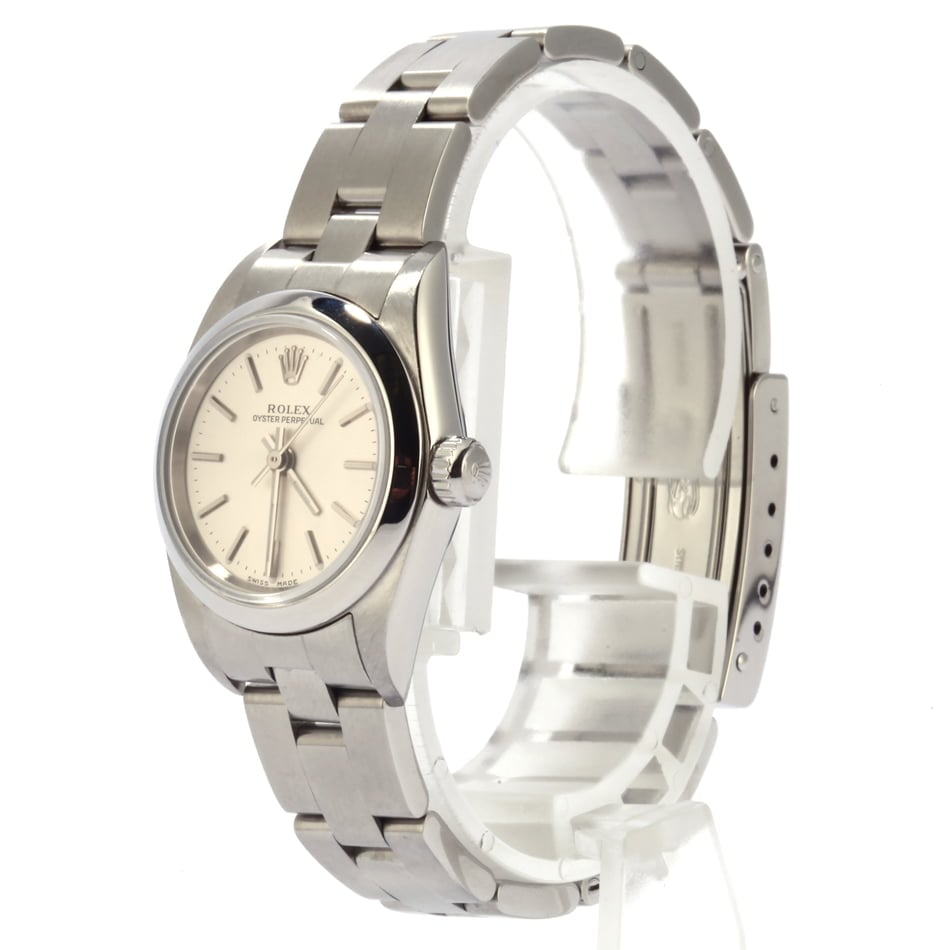 Pre Owned Rolex Lady Oyster Perpetual 76080 Silver Index Dial