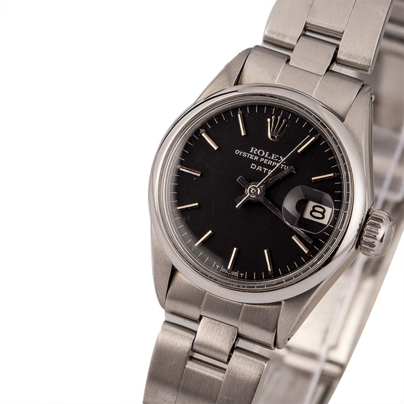 Vintage Ladies Rolex Oyster Perpetual 6516 Black Dial