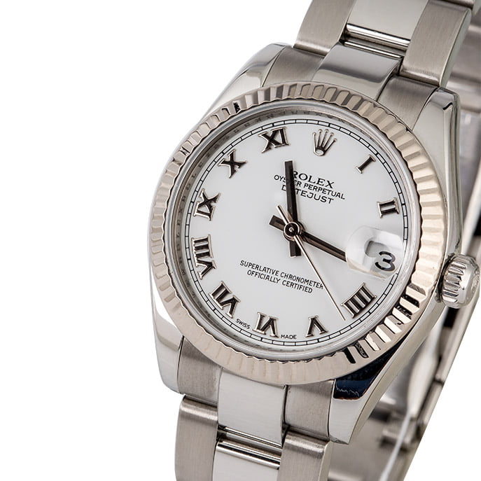 Mid-Size Rolex Datejust 178274 White Roman Dial