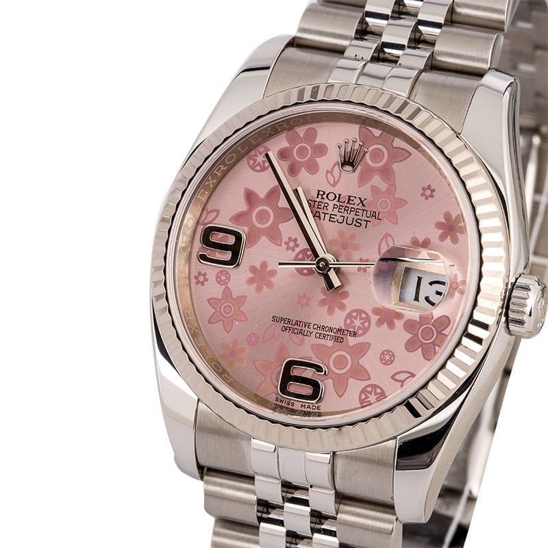 PreOwned Rolex Datejust 116234 Pink Floral Dial