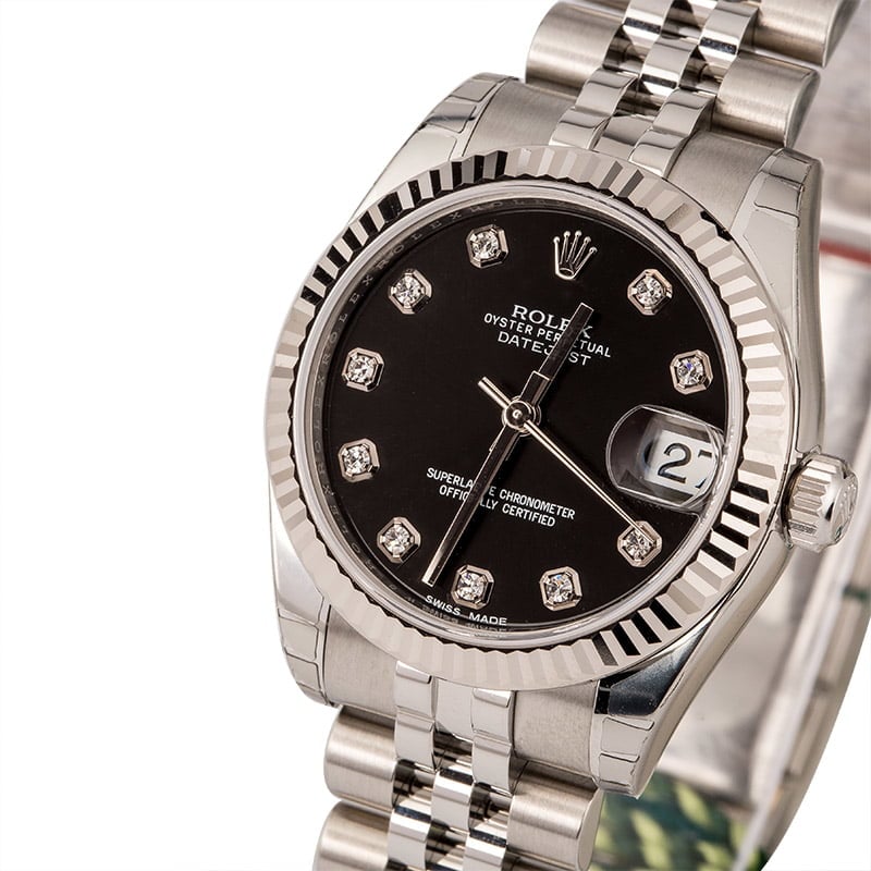 Unworn Rolex Datejust 178274 Black Diamond Dial