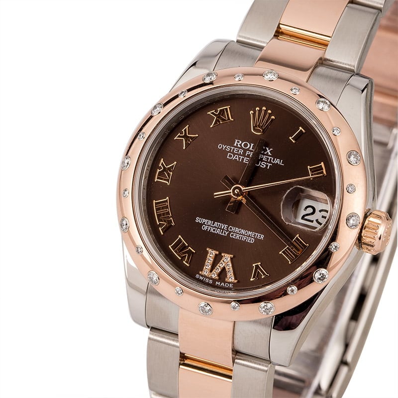 Used Rolex Datejust 178341 Chocolate Dial Diamond VI