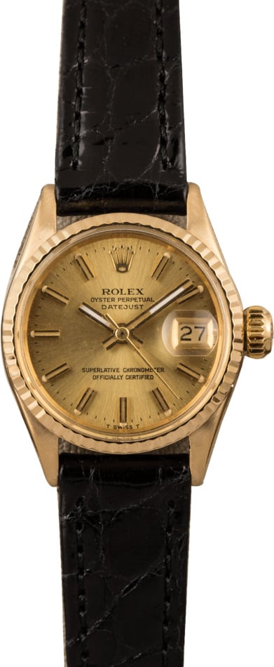 gold rolex leather band