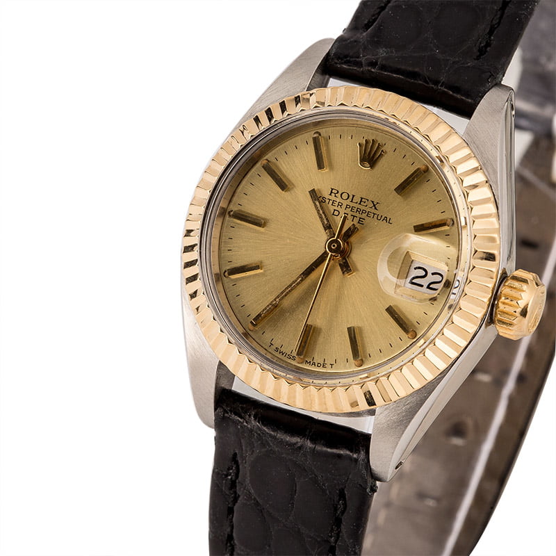 Vintage Rolex Lady Date 6916 Champagne Index Dial