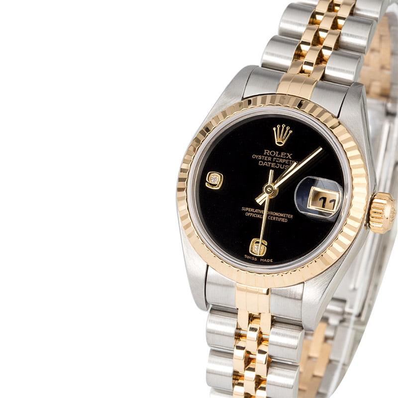 Rolex Ladies Datejust 79173 Black Onyx Diamond Dial