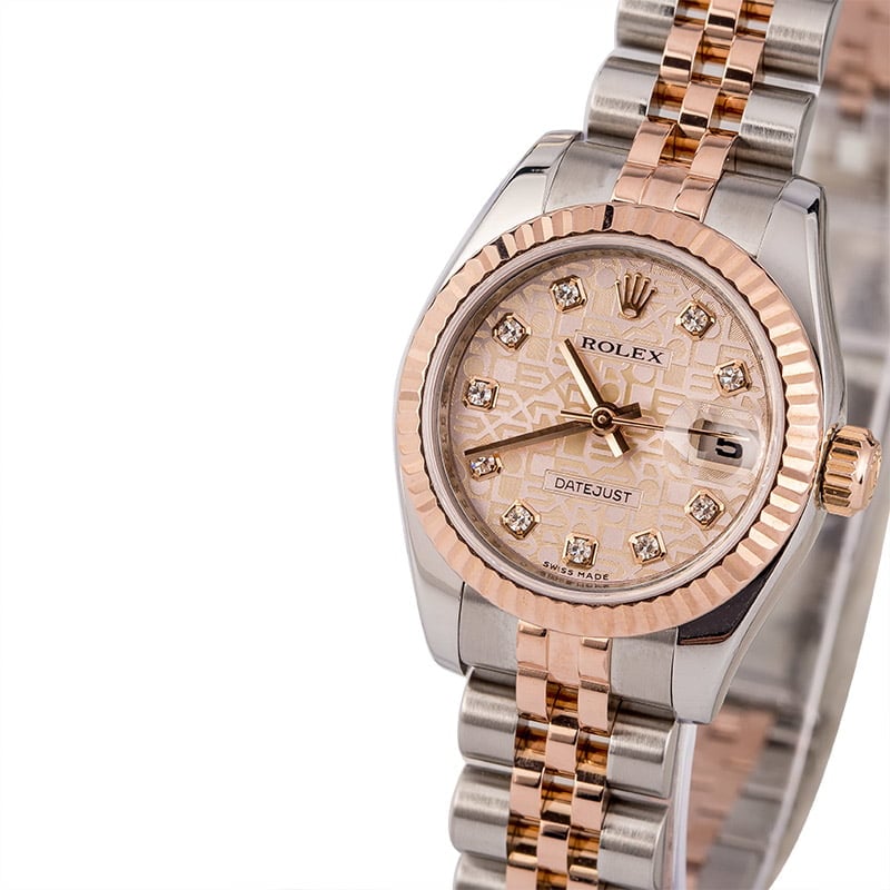 Pre-Owned Rolex Lady Datejust 179171 Pink Jubilee Diamond Dial