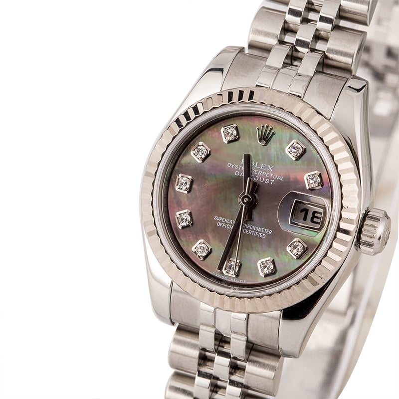 Used Rolex Datejust 179174 Black MOP Diamond Dial