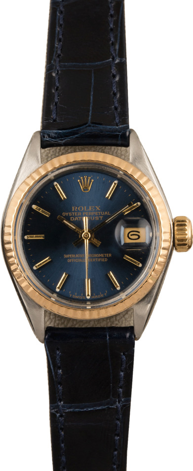 rolex blue face leather strap