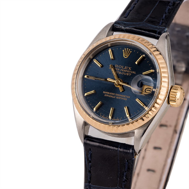 Used Rolex Datejust 6917 Blue Dial Leather Strap