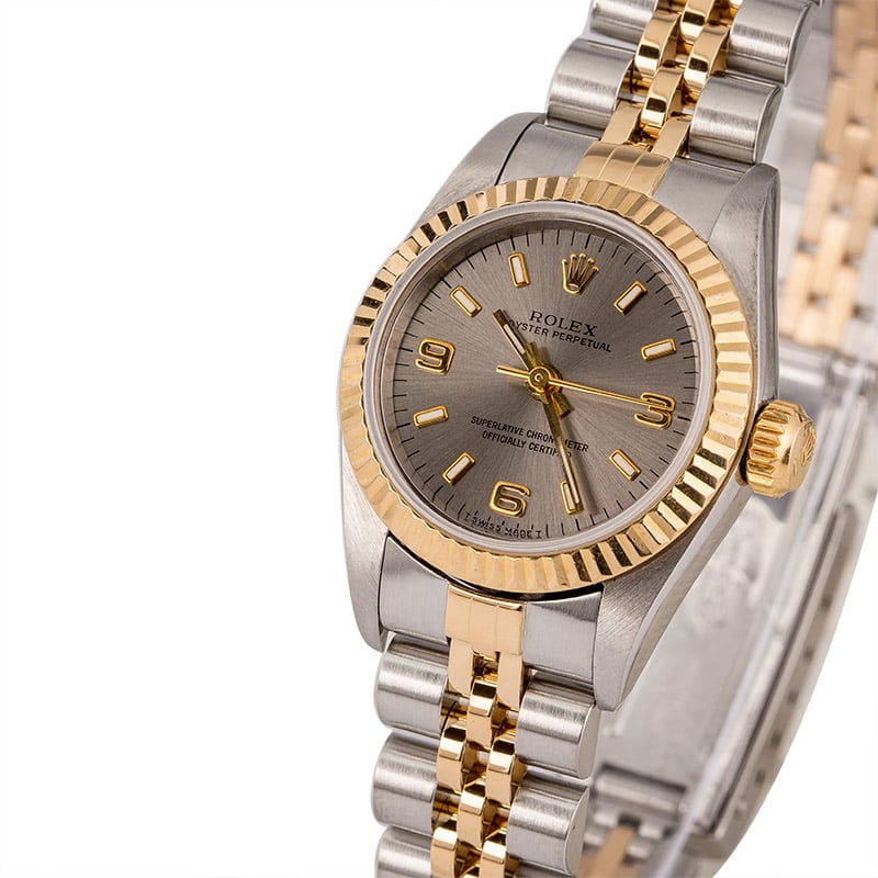 Pre Owned Rolex Ladies Oyster Perpetual 67193 Fluted Bezel