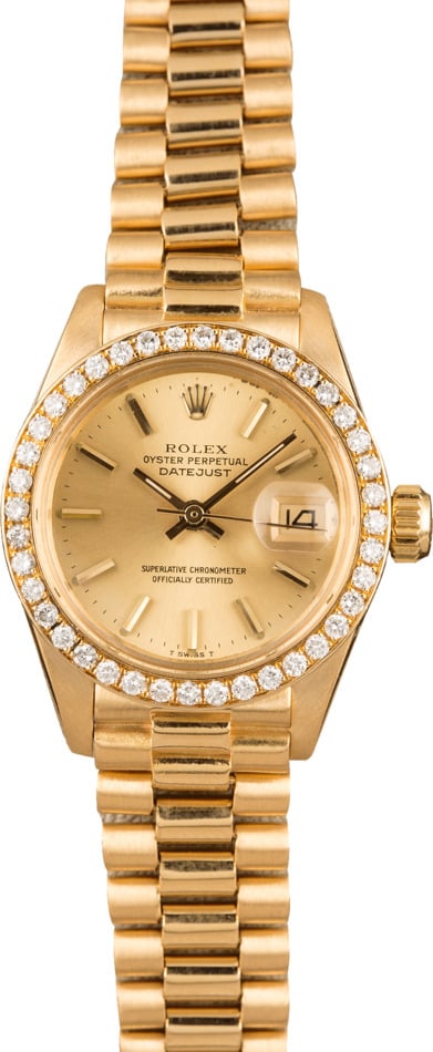 Rolex 6917 Ladies President 18k Mid size 26mm Diamond Bezel Diamond dial