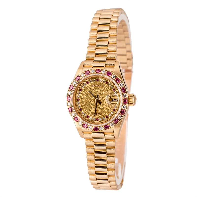 Pre-Owned Rolex Ladies President 69198 Sapphire & Diamonds