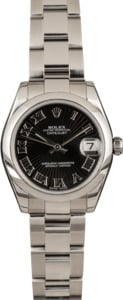 Pre Owned Rolex Mid-Size DateJust 178240 Black Dial