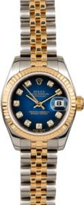 Rolex Lady Datejust 179173 Blue Vignette Diamond Dial