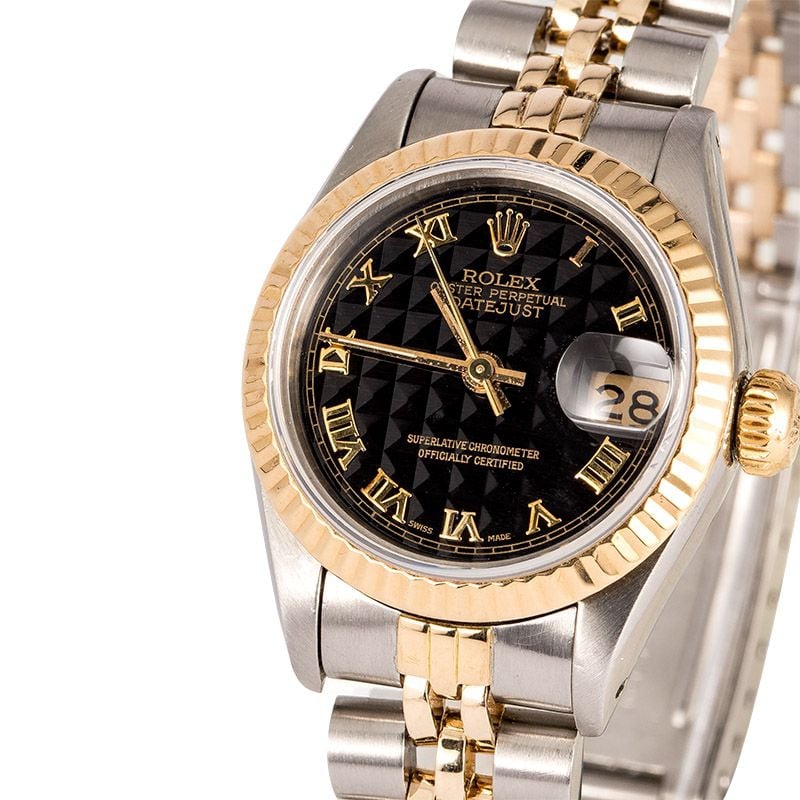 Rolex Lady Datejust 69173 Black Pyramid Roman Dial