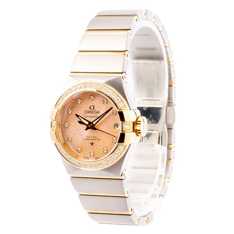 Ladies Omega Constellation Light Coral Mother of Pearl Dial