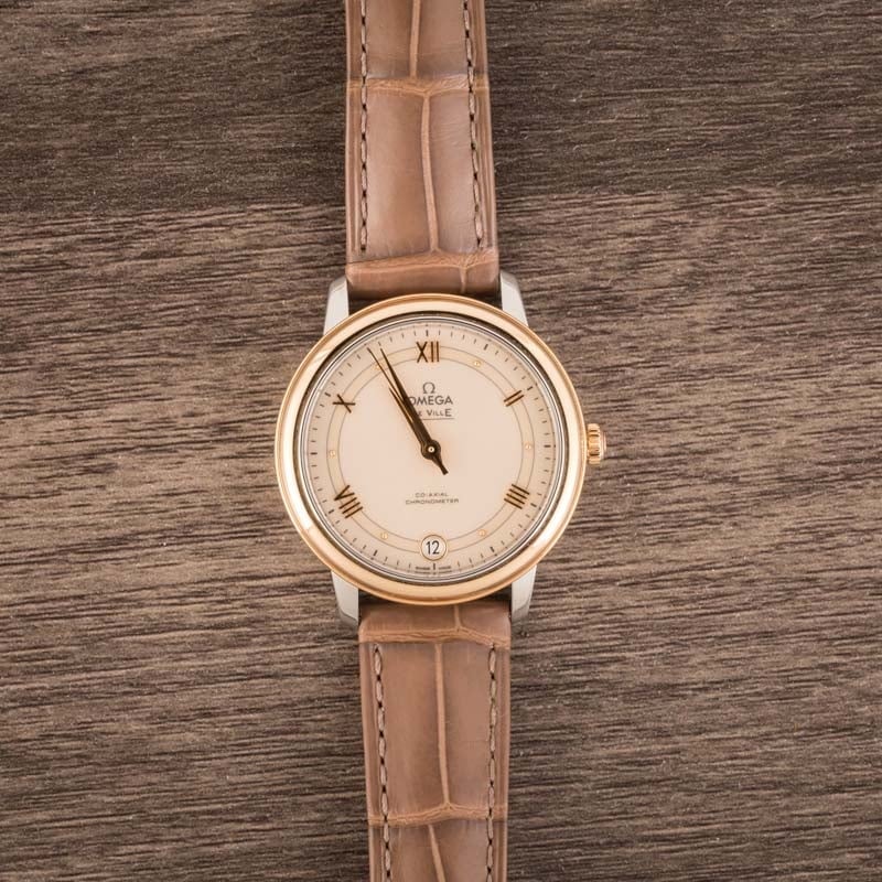 Ladies Omega De Ville Prestige Ivory Beige Roman Dial