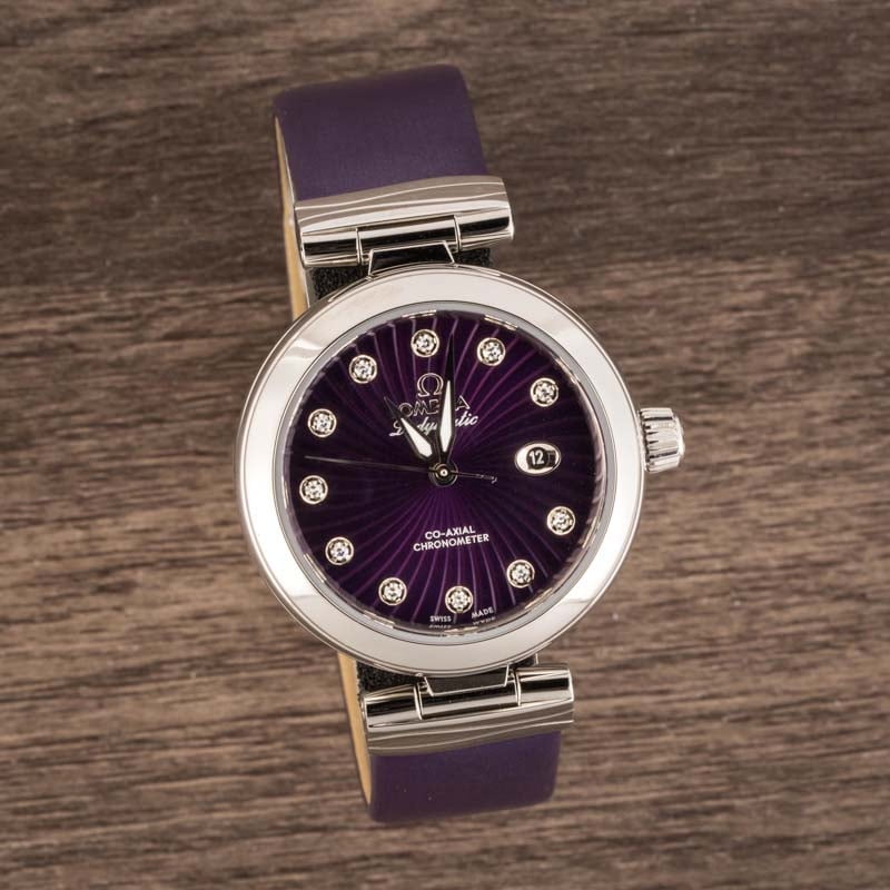 Ladies Omega De Ville Ladymatic Purple Diamond Dial