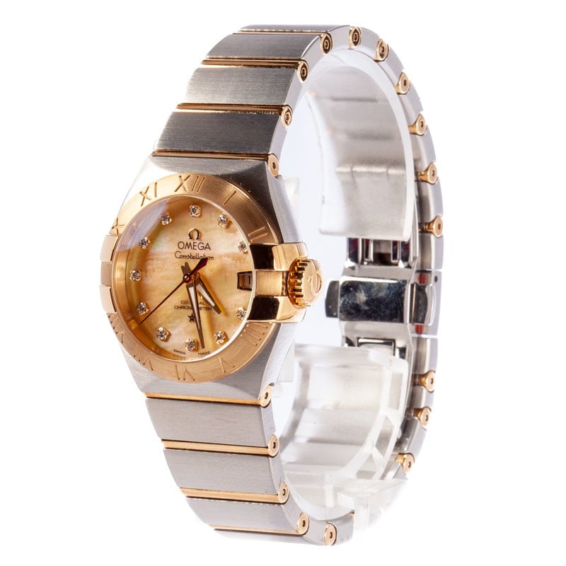 Ladies Omega Constellation Champagne Mother Of Pearl Diamond Dial