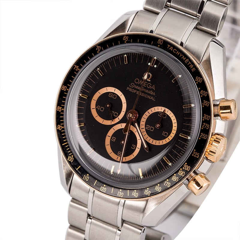 PreOwned Limited Edition Omega Speedmaster Moonwatch Red Gold on Steel